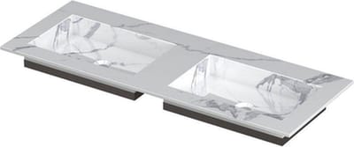 INK Post wastafel - 120x45x1cm - 2 wasbakken - 0 kraangaten - keramiek Statuario glans