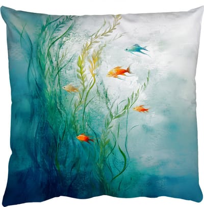 Sierkussens - Kussentjes Woonkamer - 50x50 cm - Waterplanten - Vissen - Kleurrijk - Water