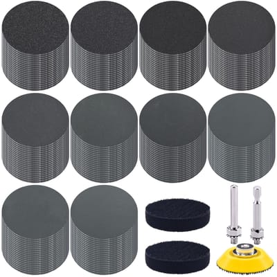 Klittenband, 50 mm, nat en droog schuurpapier, schuurpads, korrel 180-5000, schuurbladen, schuurpapier, rond, voor auto, polijsten, hout, metaal, 200 stuks