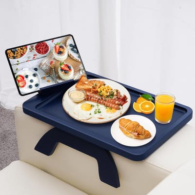 Sfeervolle Sofa Tafel - Armsteun Organizer - Drankjes Plaatsen - 360° Telefoonhouder - 38.86 x 24.89 cm - Donkerblauw