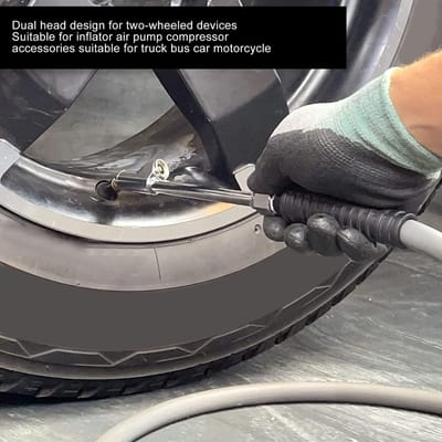 Dailygoods- Bandhouder Dubbele Kop - 2-in-1 Pneumatische Boorkop - Compatibel met Luchtcompressor - Geschikt voor Vrachtwagens/Bussen - 1/4 Inch F NPT Aansluiting - Handig Ontwerp - Luchtpomp