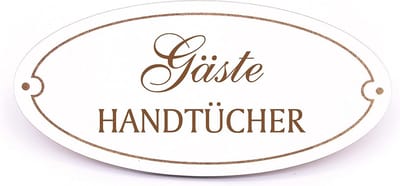 Ovaal houten deurbordje - zelfklevend - gegraveerd - 15 x 7 cm - voor gastentoilet en vakantiehuis