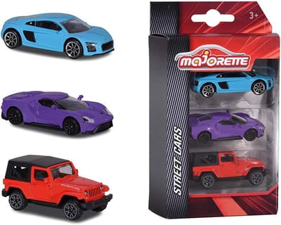 Racing Set met 3 Voertuigen van Metaal