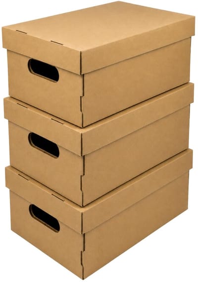 CM Huis Opbergbox - 3x - Opbergdoos - beige - karton - opvouwbaar - 30 x 23 x 13 cm - met deksel - organiseren - opruimen