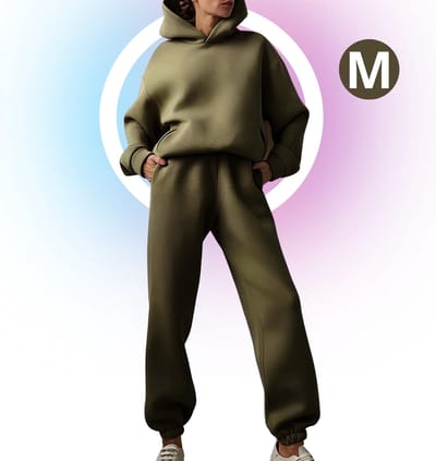 Livano Joggingpak Dames - Huispak - Trainingspak - Volwassenen - Capuchon - Jogging Pak - Joggingspak - Leger Groen - Maat M