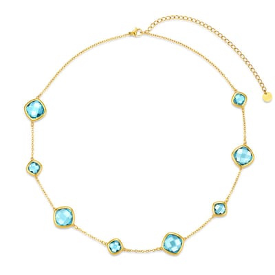 CO88 Collection - 8CN-26502 - Dames Ketting Groen Glasstenen - Stainless Steel - Cadeau