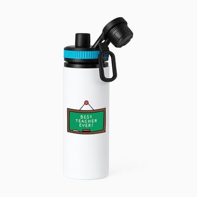 Hacebo® - best teacher ever waterfles met draaidop blauw - Docent - meesters of juffen - leraren - verjaardag - afscheidscadeau - geschenk - kado - water fles - 850ML