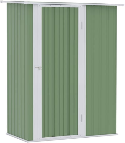 Merax Metalen Tuinhuis - Gereedschapsschuur voor Buiten - Met Schuin Dak en Grote Deur met Grendel - 142x84x189 cm - Groen