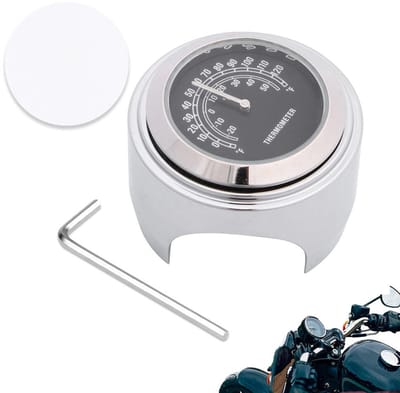Motorthermometer - Waterdichte thermometer - Thermometer voor motorfiets - Stuurthermometer - Stuurtemperatuurweergave - Waterdicht - Schokbestendig - Voor 22-25.4mm stuur - Voor motorfietsen, e-bikes en fietsen - Lichtgevend display - Zwart