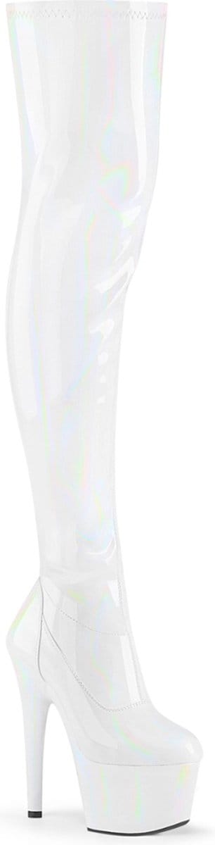 Pleaser - ADORE-3000HWR Plateau Overknee Laarzen - Paaldans schoenen - 45 Shoes - Wit