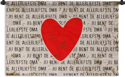 Wandkleed - Wanddoek - De allerliefste oma - Quotes - Spreuken - Oma - 60x40 cm - Wandtapijt