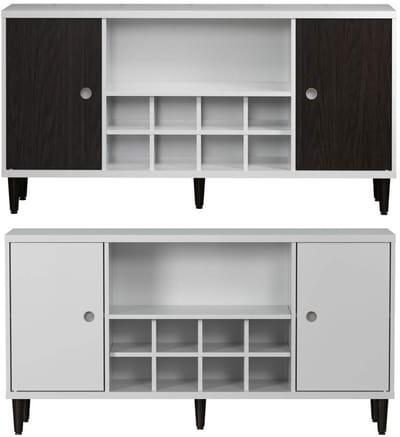 Evolution dressoir 2 deuren, 1 plank, 8 flessen wijn wit, zwart.