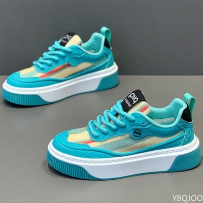Lente- en Herfstmodetrends Veelzijdige Herensport- en Vrijetijdsschoenen Dikke Zool Hoogteverhogend Ademend Herenschoenen 44 turquoise