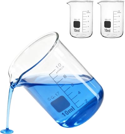Dailygoods- Laboratoriumbeker Hittebestendig - Maatbeker 10 ml - Borosilicaatglas - Set van 2 - Transparant - Duidelijke Maataanduiding