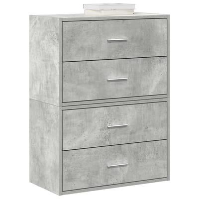 vidaXL - Kasten - met - 4 - lades - 2 - st - 60x31x40 - cm - bewerkt - hout - betongrijs