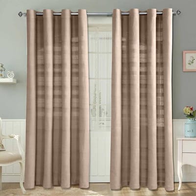 Homescapes gordijnen met oogjes Rajput beige in een set van 2, 182 x 167 cm