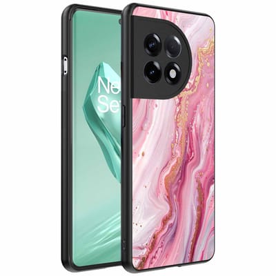 Geschikt voor OnePlus 12R Telefoonhoesje met marmer opdruk - TPU backcover case marble design - Roze - Smartphonica geschikt voor OnePlus 12R