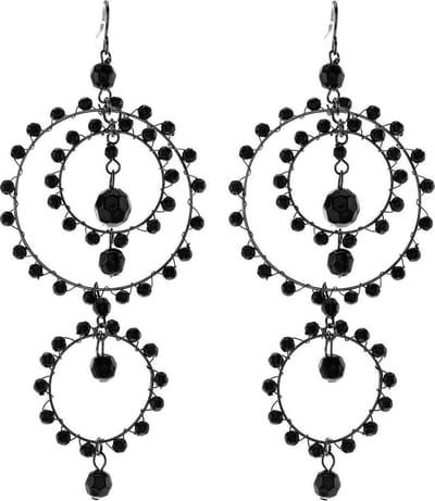 Behave - Oorbelhangers dames - Zwart rond design - Avond glamour