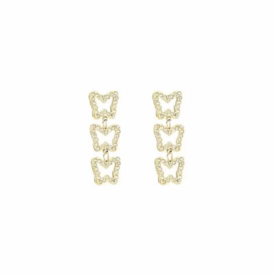 Oorbellen met vlinders - Yehwang - Gouden oorbellen - Stainless Steel (verkleurt niet!) - Goud - Oorbellen dames - Waterproof - 2,50 x 1 cm - Kerst sieraden - Kerst Cadeau - Sinterklaas cadeau - Moederdag - Valentijn - Oorbellen met steentjes