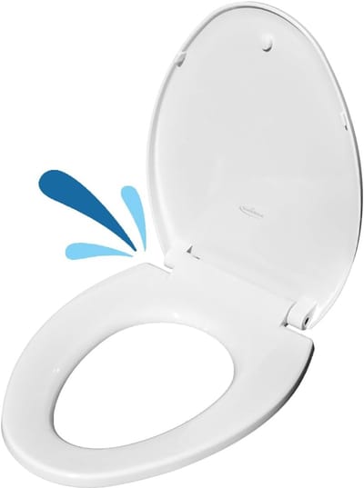 Langwerpige toiletbril - Zachte sluiting - Hygiënisch comfort - Ingebouwd kinderzitje - 17.5 x 14.1 inch - Wit