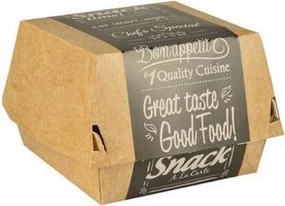 50 Hamburgerbox, karton van verse houtvezels pure 8,5 cm x 15,5 cm x 15,5 cm Good Food XXL