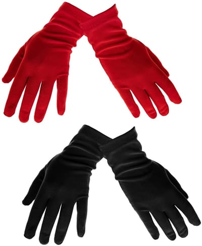 Dailygoody - Korte Satijnen Handschoenen - Feestelijke Handschoenen - Zacht en Elegant - Zwart en Rood - Opera en Bruiloft - Perfect voor Theekransje