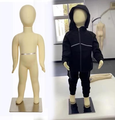 Kinder Paspop - Naai mannequin - Kleding presenteren - Flexibele prikbare stof - Verstelbaar - Grijs