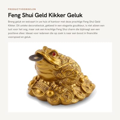 Dailygoods- Gelukskikker Feng Shui - Rijkdom - Decoratie - Geld - Welzijn - Bescherming tegen negativiteit