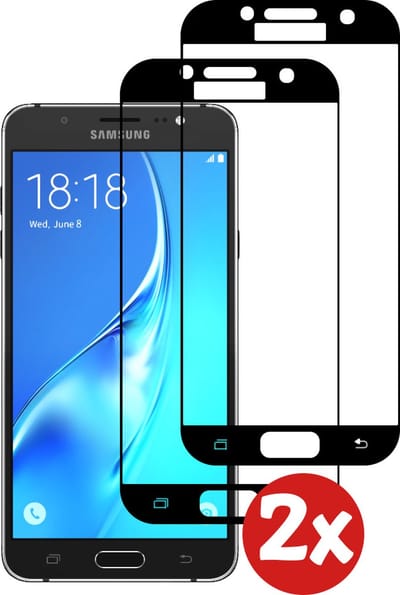 Smartphonica Screenprotector Geschikt voor Samsung Galaxy J7 2018 - Full Cover Tempered Glass with Round Edge - Gehard glas met Afgeronde Hoeken - 2-Pack geschikt voor Samsung Galaxy J7 2018
