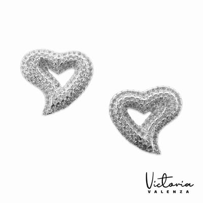 Victoria Valenza Milano Luxe Oorbellen Dames Messing Oorringen - Witte Steen - Kleur Zilver - 1 Paar