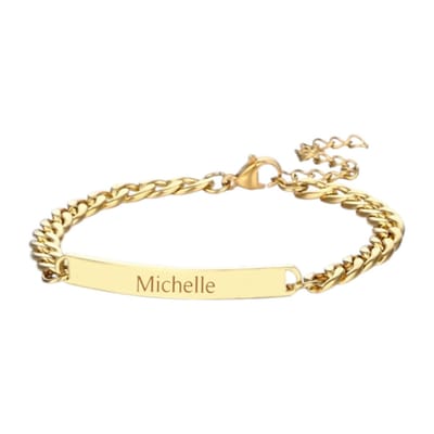 Dames Schakelarmband met Naam Goud