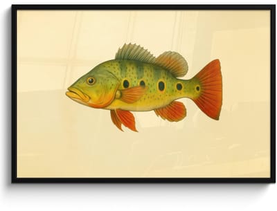 Poster in lijst - Fotolijst 120x80 cm - Posters - Schubben - Vis - Groen - Illustratie - Posterlijst zwart - Decoratie - Wanddecoratie woonkamer - Muurdecoratie slaapkamer