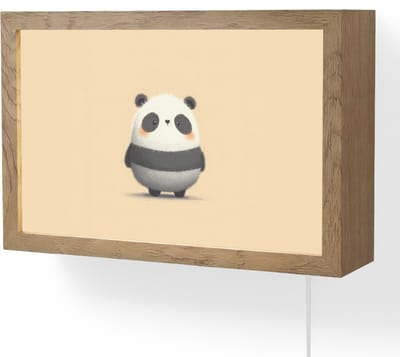 Wandlamp 30x20 cm - Oplaadbaar - Panda - Beige - Minimalistisch - Wandlampen binnen woonkamer - Slaapkamer lamp met kabel - Decoratieve nachtlamp - Vloerlamp snoer