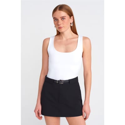 Mouwloze Blouse met Vierkante Halslijn in Slank Model