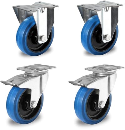 Zwenkwielen - Verrijdbare wielen - Meubels verplaatsen - Hoge draagkracht - 200 mm - Blauw
