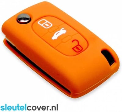Autosleutel Hoesje geschikt voor Citroën - SleutelCover - Silicone Autosleutel Cover - Sleutelhoesje Oranje