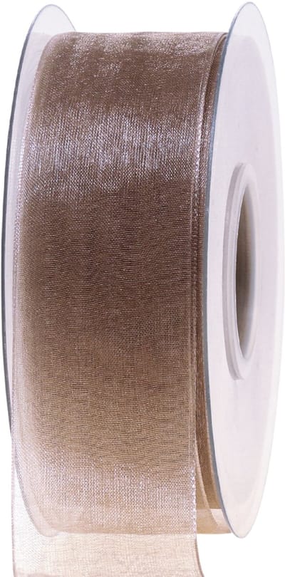Organza lint cadeaulint beige lint geweven rand taupe 40mm 50m