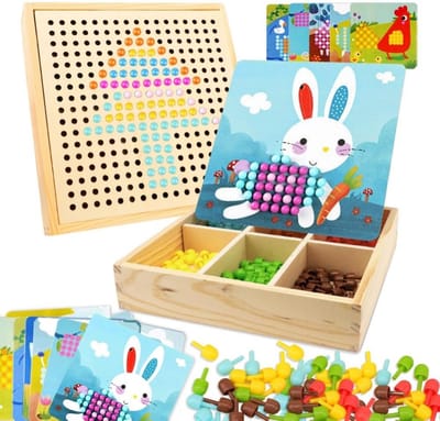 Houten Mozaïek Puzzelspel met Paddenstoelpennen voor Urenlang Knutselplezier