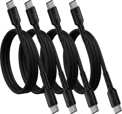 Usb C naar usb C kabel 2 meter - 4 stuks - Oplaadkabels - Snellaad en data kabel - Zwart