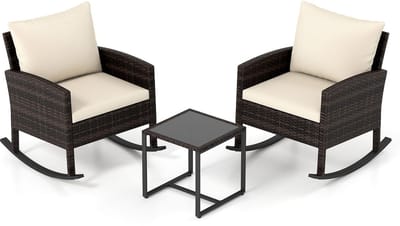Balkonset 2 personen - Tuinset - Bistroset - Bruin - Weerbestendig - 3 delig - Tuintafel en 2 stoelen - 2 personen - Staal