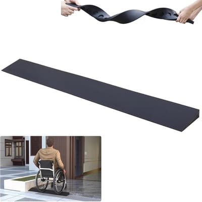 Drempelhulp Rubber - Rolstoel Opstap - Veilige Toegang - Hoge Draagkracht - 100x5x1cm - Zwart