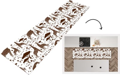 Keukenloper - Loper keuken - Giraf - Patronen - Boom - 200x50 cm - Keukenloper vinyl