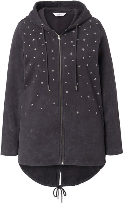 Angel of Style - Dames - Sweatvest A-lijn sterren capuchon - Antraciet - Maat 44