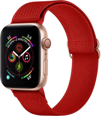 Nylon bandje - geschikt voor Apple Watch 1/2/3/4/5/6/7/8/9/10/11/ SE (1,2,3) met maat 38 mm / 40 mm / 41 mm en 42 mm (Watch 10/11) - rood