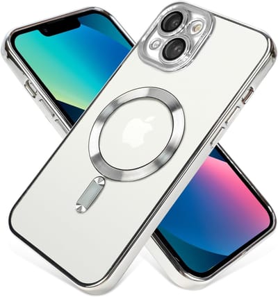 Telefoonhoesje Geschikt voor iPhone 13 – Siliconen Hoes met Chroom – Compatibel met MagSafe – Geïntegreerde Camerabescherming – Zilver – FuturiQ