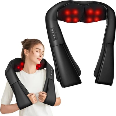 VH Supplies®Massagekussen - Nek en schouderkussen - Elektrisch Kussen - 8 Massagekoppen - Zwart