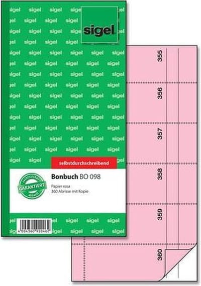 Sigel bonboekje Expres zelf kopiërend 10 5x20cm 360 nrs roze