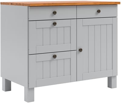 Notio Living Alby-II-Opbergkast - 1-deur 4-laden - Grijs Grenen