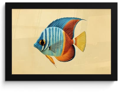 Poster in lijst - Fotolijst 30x20 cm - Posters - Vis - Vinnen - Blauw - Ogen - Posterlijst zwart - Decoratie - Wanddecoratie woonkamer - Muurdecoratie slaapkamer