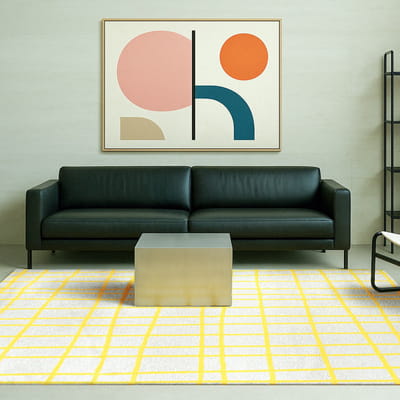 Binnen & Buiten Vloerkleed - 80 x 150 cm - Lola&Moi Caro Bright Yellow - Laagpolig Tapijt - Gerecycled PET - Made in Belgium - Circulair